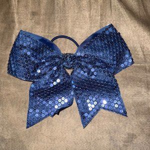 Navy sequin hair bow